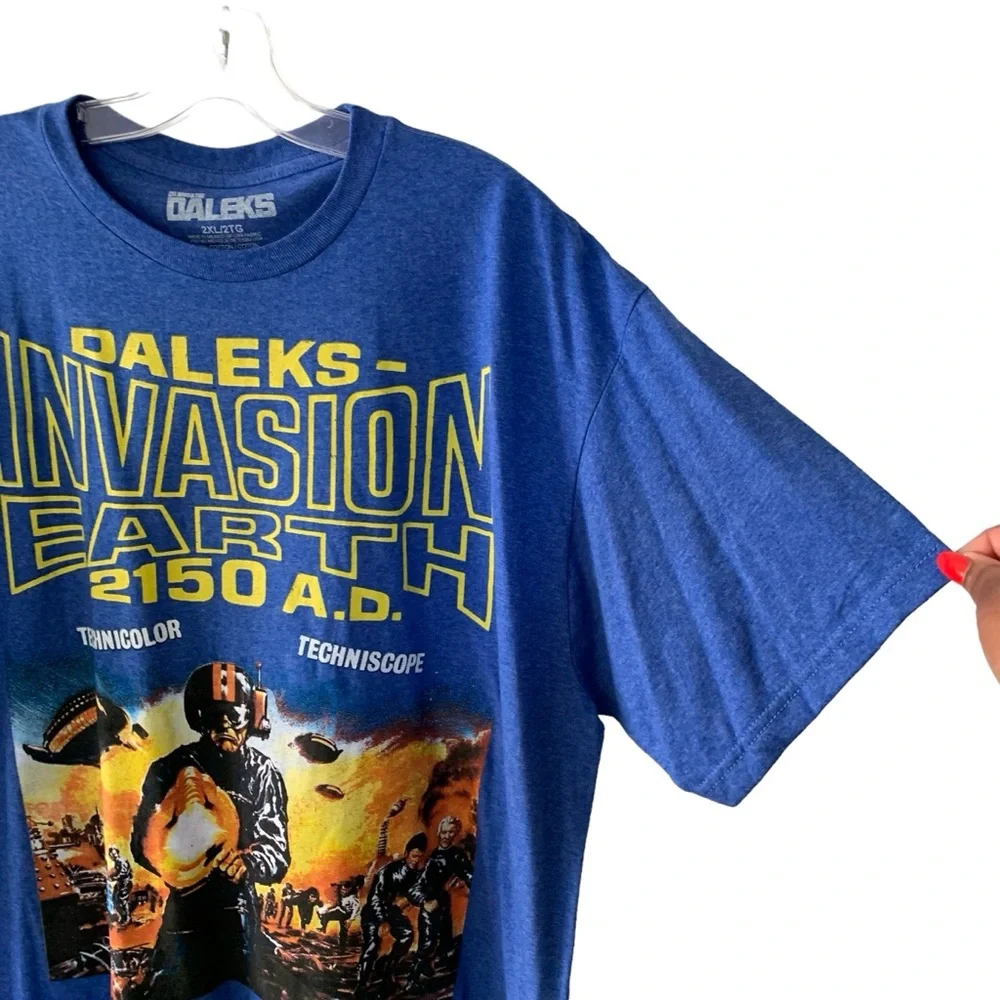 Doctor Who Invasion Earth Graphic T Shirt Invasion Earth Blue Nerdy Dr Who - Picture 4 of 9